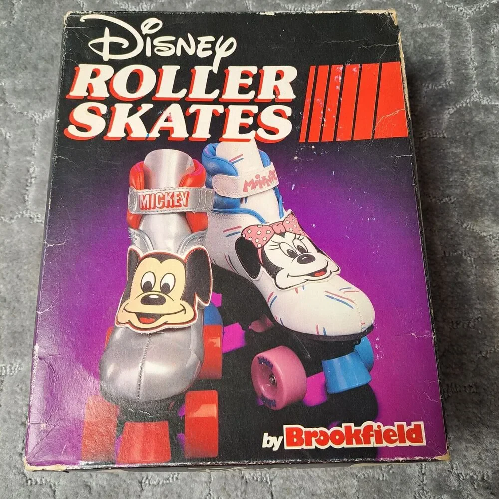 Vtg Minnie Mouse Roller Skates GIRLS SIZE 13 YOUTH Quad Wheels Disney Pastels